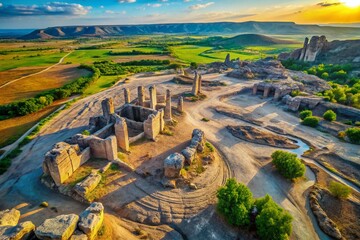 Aerial View: Ancient Ruins Facing Erosion, Tourism & Climate Change