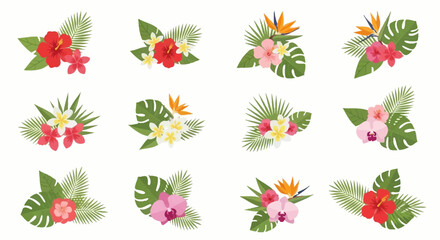 Botanical arrangement of tropical flowers