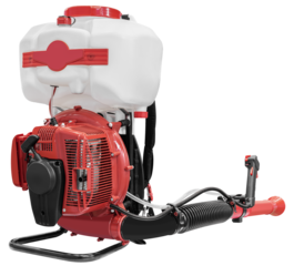 Back view red mist blower 4 stroke engine