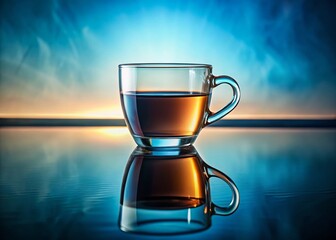 Tranquil Coffee & Water: Mindfulness in a Clear Cup - Stock Photo