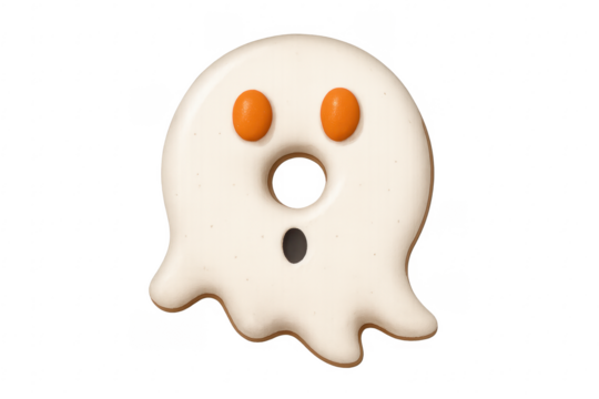 Halloween ghost donut cookie with orange sprinkles