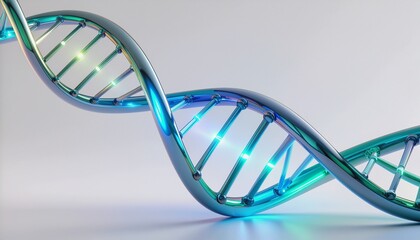 Stunning iridescent DNA helix symbolizing life's intricate blueprint and scientific discovery, perfect for health and research visuals