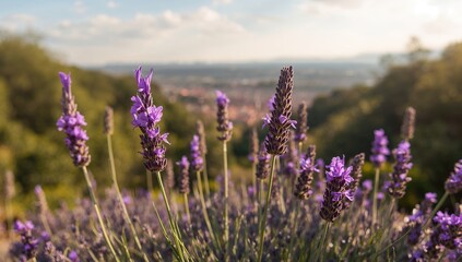 Obraz premium Close-up of purple blossoms with blurred background