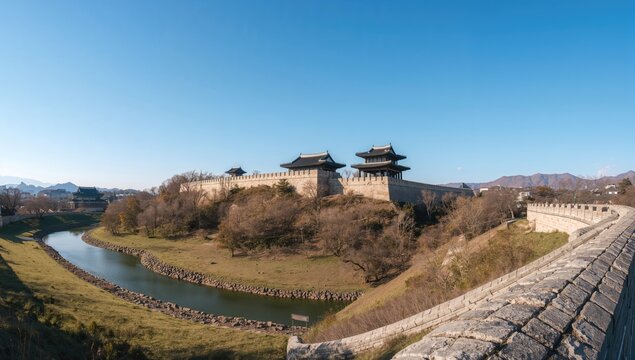 Fototapeta A glimpse of the ancient fortress that guarded the capital in the Joseon era