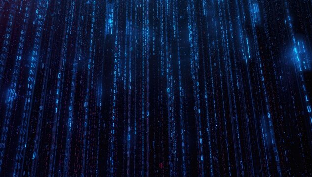 Abstract digital data falling wallpaper in binary code style