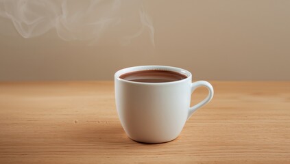 Obraz premium Warmth in White. A Steaming Beverage Moment of Comfort and Simplicity.