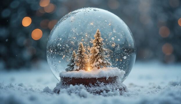 Christmas snow globe while it snows