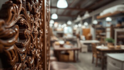 Fototapeta premium Abstract blur featuring furniture decoration and storage space