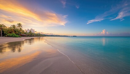The breathtaking shore under a sky of two shades