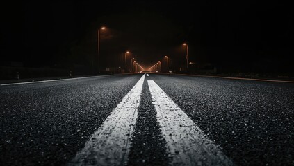 White lines outlining a nighttime road