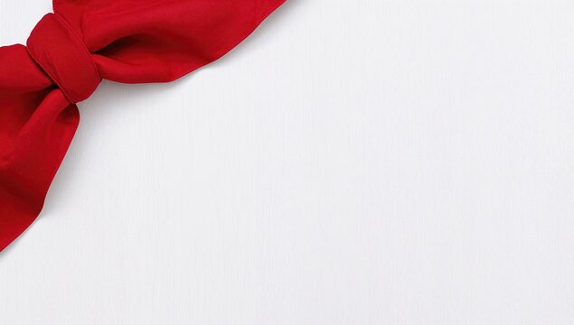 Overhead shot of a folded red kitchen towel on a plain table surface, creating a minimalistic flat lay with ample copy space.