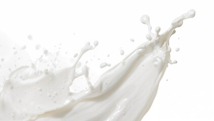 Isolated white background with creamy milk splashes