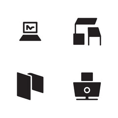 Open Office Layout Solid Icons Set for Office Design