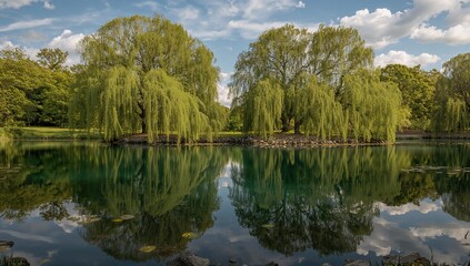 Reflections of Trees on Water Surface