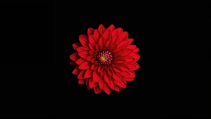 Crimson dahlia blossom against a dark backdrop with clipping path, perfect for design. Close-up nature shot.
