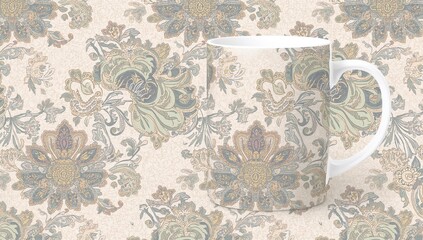 Mug Decorated with Traditional Motif Patterns