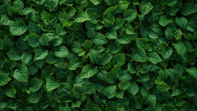 Fototapeta Artificial green foliage design for wall adornment. Eco-friendly green plant themes for indoor and outdoor decoration. Natural leaf patterns for ground gardens and forest-inspired greenery.