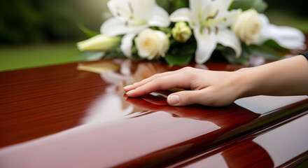 Mourning Loss and Remembrance A Touching Funeral Coffin Scene Symbolizing Grief Healing and Reflection A Tribute to Life and Cherished Memories Peace and Hope in Farewell