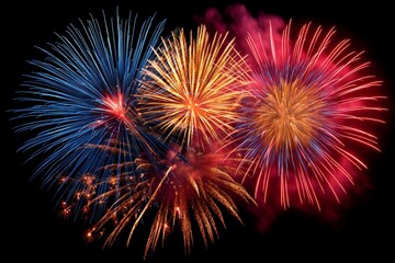 Vibrant multi-colored fireworks display against night sky