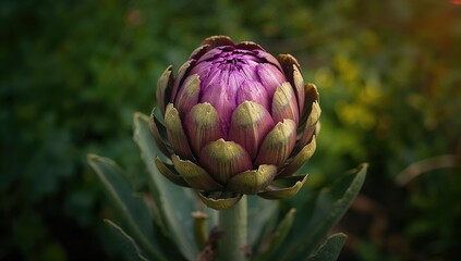 Obraz premium The stunning artichoke bloom, a rare and healing herb.