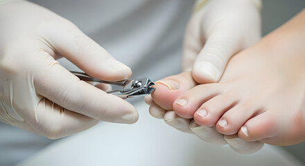 Foot Care Precision Professional Pedicure Treatment Manicured Nails Hygiene Cleanliness Health and Wellness Beauty Salon Spa Elegant Feet Toe Nail Clipping Process