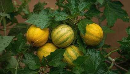 Fresh green melons from nature