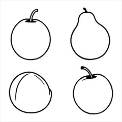 High Quality Scalable Fruits Illustration Vector Set, Featuring Vibrant Organic Fresh Produce in a Flat Design for Healthy Food and Diet Digital Content.