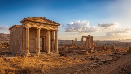 Obraz premium Ancient Capitoline temples at the Byzantine Roman archaeological site.