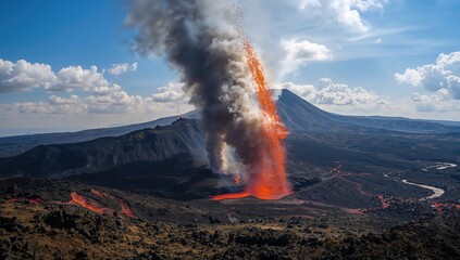 Volcanic pillars formed by the latest eruption of a volcano