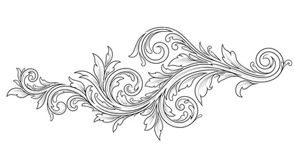 Fototapeta premium Ornate black and white scrollwork with swirling leaves