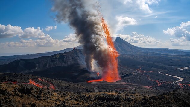 Volcanic pillars formed by the latest eruption of a volcano - Powered by Adobe