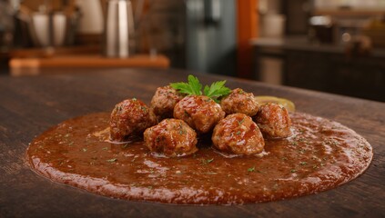 Savory meatballs in creamy mushroom gravy