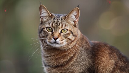 Feral feline with mixed brown and grey coat