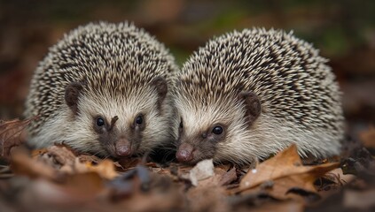Autumnal wild hedgehogs observed freely roaming, captured from a concealed wildlife shelter to assess their population and well-being