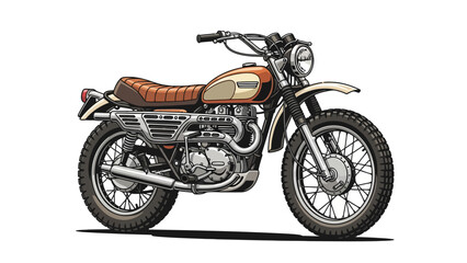 Fototapeta premium Pixel art of a vintage dirt bike in tan and brown