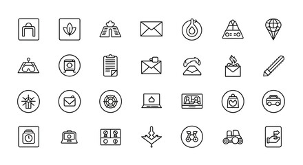 Collection of Hand-Drawn Line Art Icons - Simple, Minimalist, and Versatile Design Elements.