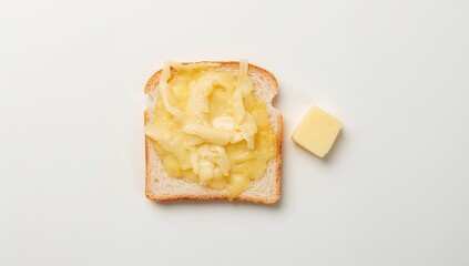 Slice of white bread with butter spread