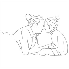 mother playing with her child. continuous line of a mother playing with her child 