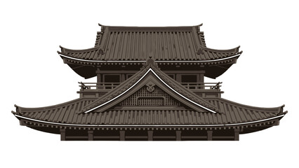 Fototapeta premium Traditional East Asian pagoda with tiered dark tiled roofs