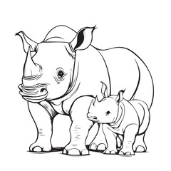 vector illustration of cartoon rhino 