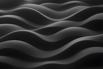 Obraz premium Dark Abstract Wavy Background: Monochrome 3D Render of Smooth Black and Gray Flowing Fabric or Sound Dampening Foam