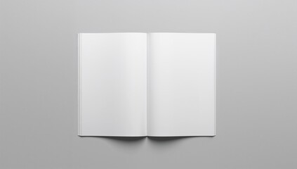 Blank white newspaper spread, front page mockup on a grey backdrop