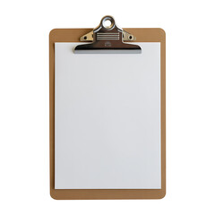 A blank clipboard with white paper isolated on white background
