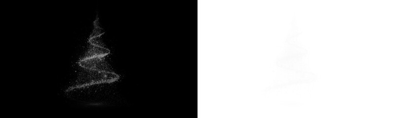 Sparkling Christmas tree made of glitter and stars, PNG.