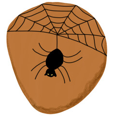 Halloween cartoon spider on web