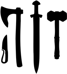 set of medieval weapons vector