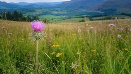 Obraz premium Thistle Flower Displayed Naturally