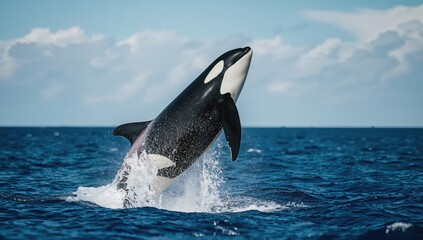 Fototapeta premium Killer whale breaching above the ocean surface