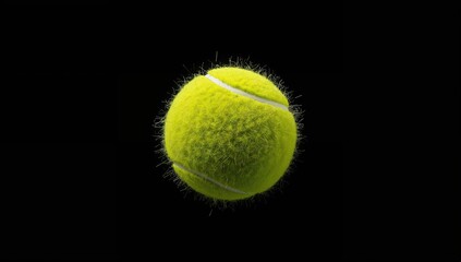 Isolated tennis ball in motion against a dark backdrop