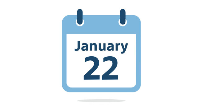 Stylized calendar icon indicating the date January 22nd for scheduling and planning